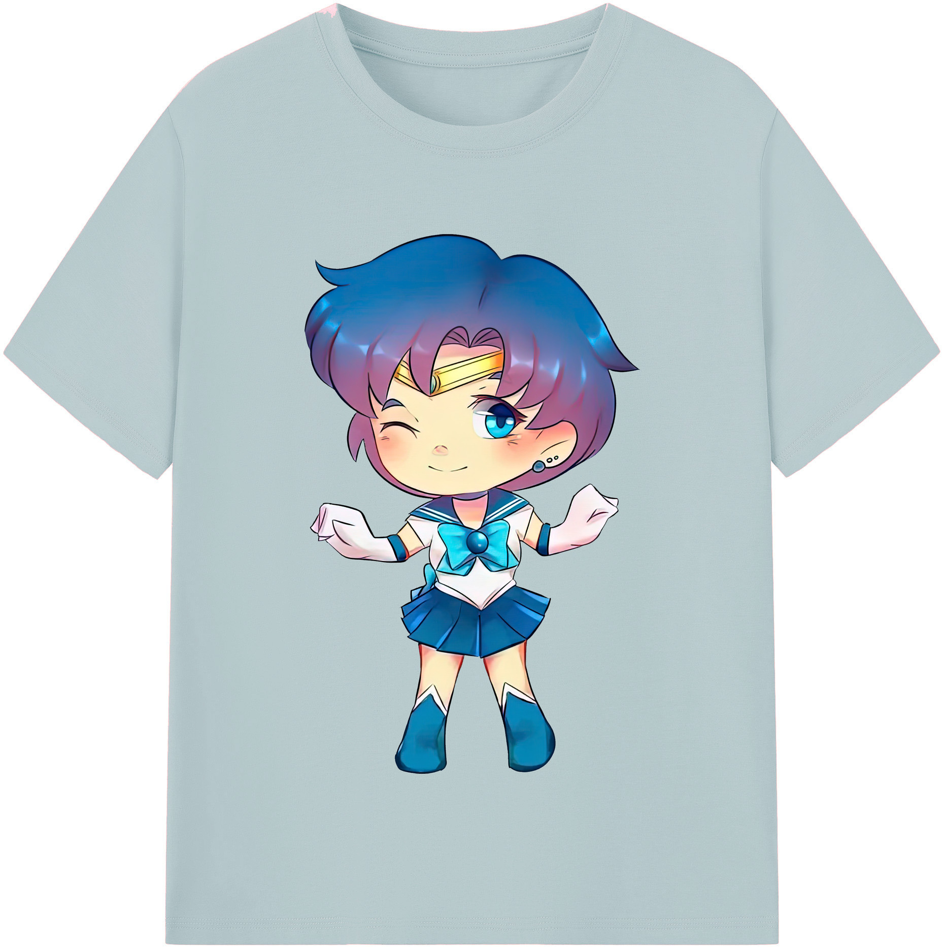（画像用） 美少女戦士セーラームーン 水野 亜美 みずの あみ Sailor Moon Mizuno Ami 綿100％半袖Tシャツ（フロントプリント）